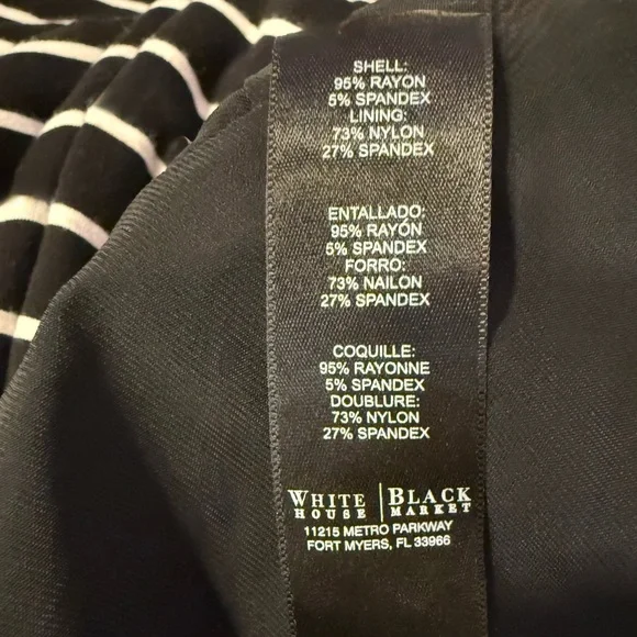 White House Black Market Striped Body-con Cocktail Dress, Size 6 - Picture 7 of 8